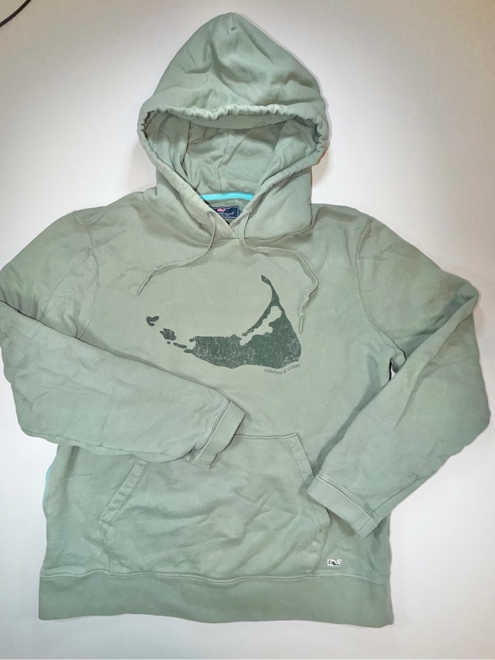 Vineyard Vines Hoodie Sweatshirt Nantucket Island Sage Green Cotton Pocket Sz L